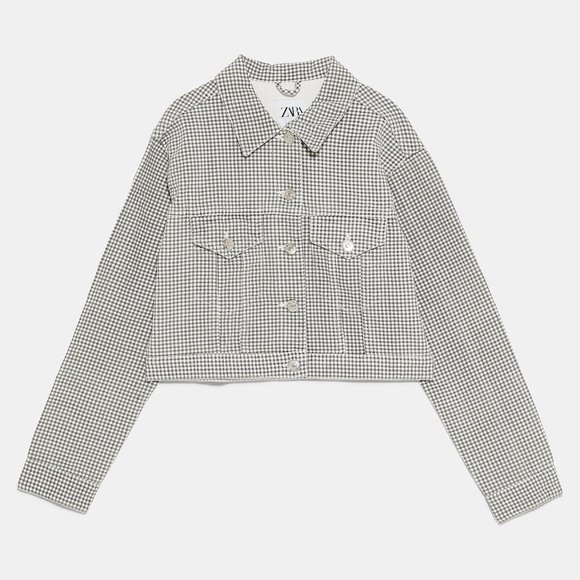 ✨HOST PICK ✨ Zara Gingham Cropped Denim Jacket - Picture 2 of 5